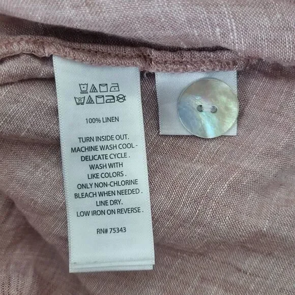 Sigrid Olsen Womens 100% Linen Tunic Top Size 1X Pink 3/4 Sleeve Lagenlook Beach - Picture 6 of 8